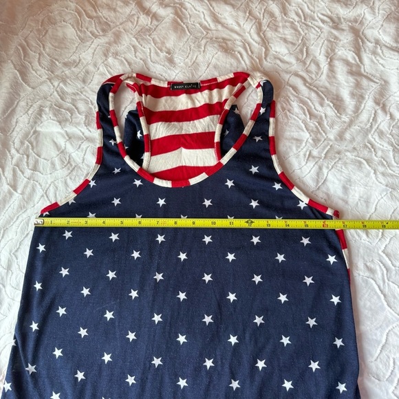 Sweet Claire Red, White, and Blue Star Tank Top Stripes American Flag with Bow - Picture 3 of 7